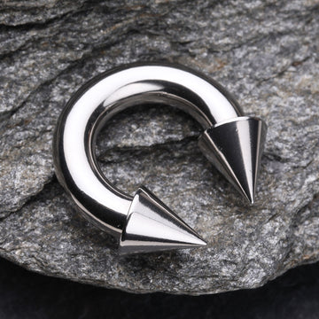 Detail View 1 of Basic Spike Top Steel Horseshoe Circular Barbell